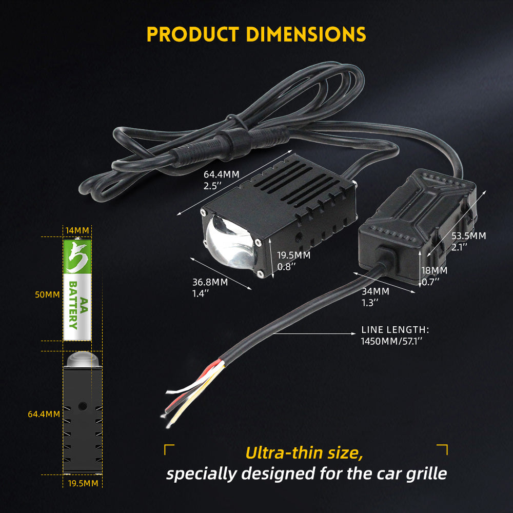 Ultra-Thin Dual-Beam Projection Lens Grille Light – For Vehicles