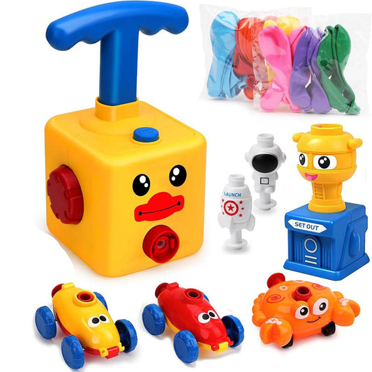 Balloon Powered Car Toy Set – Dual Mode Balloon Launcher with Cars, Rocket & Astronaut