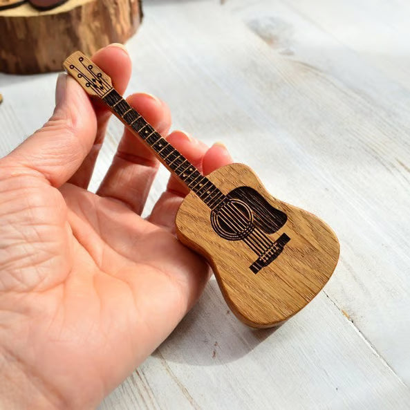 Wooden Acoustic Guitar Pick Box with Stand