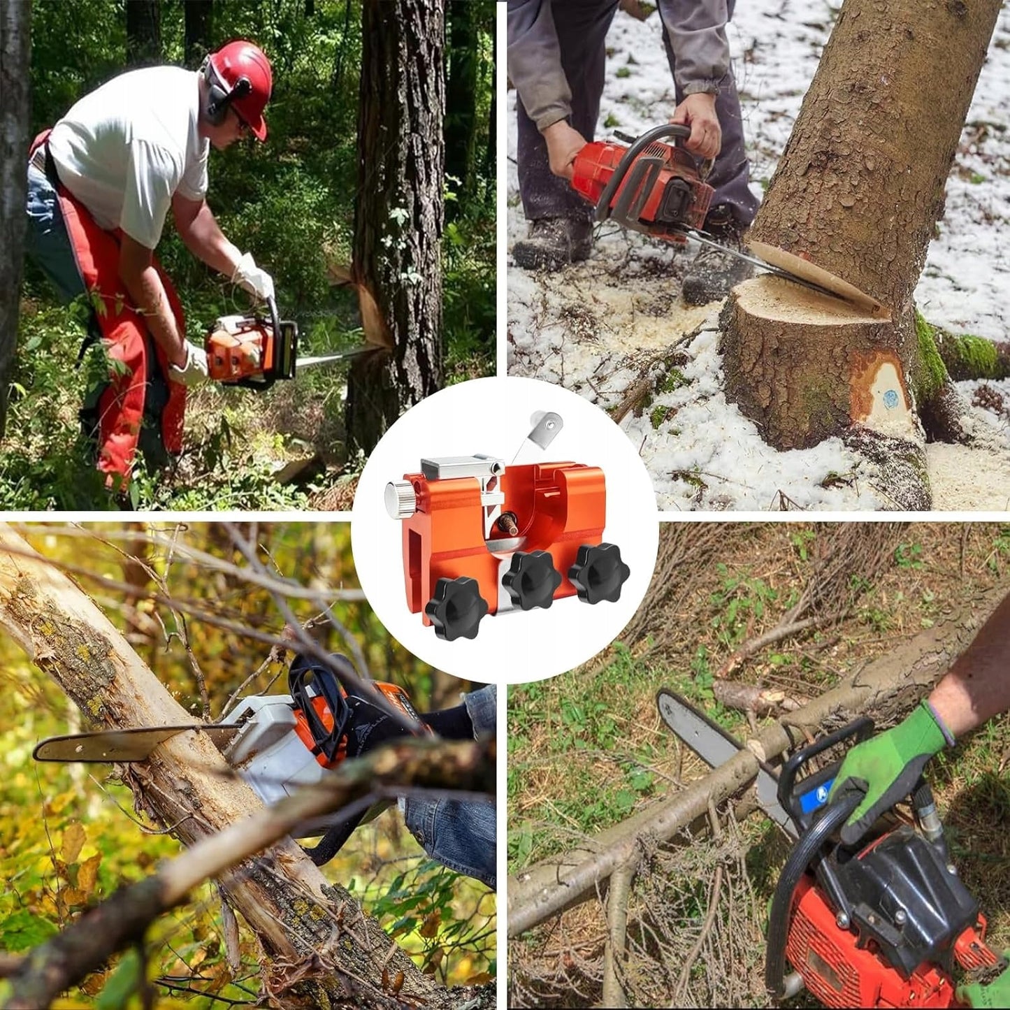 Chainsaw Sharpener – 5 Grinding Heads, Portable Manual Crank Chainsaw Sharpener