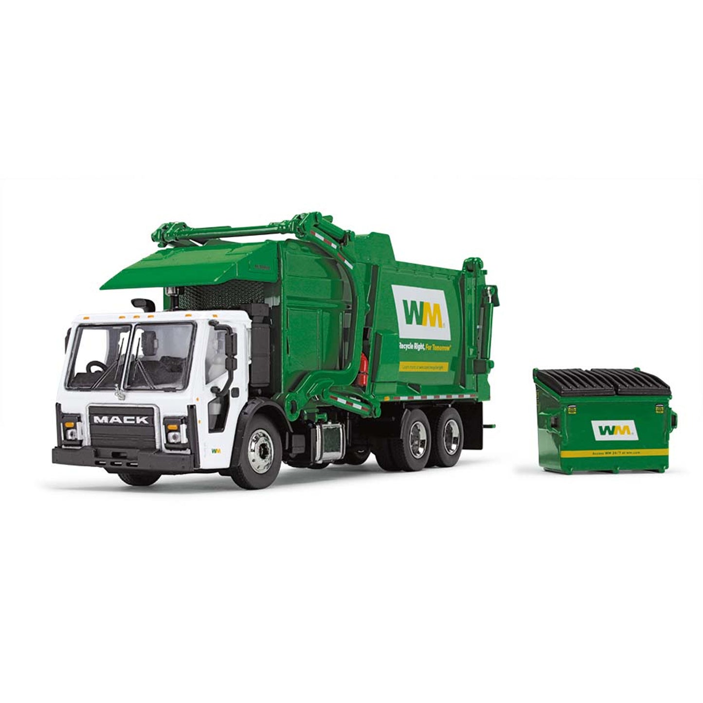 1:34 Front Loader Garbage Truck Model – Die-Cast Metal Construction with Realistic Details