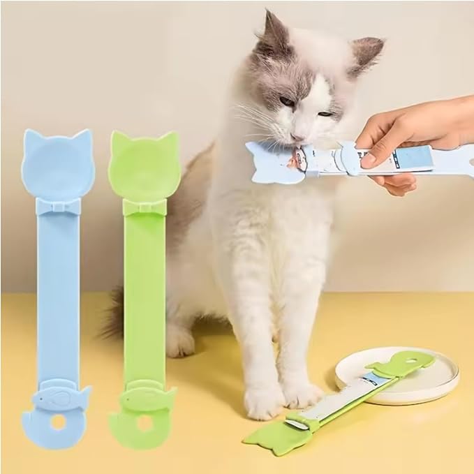 3-Pack Pet Treat Scoops – Cat Food Storage & Squeeze Stick Tool | 2-in-1 Multifunctional Cat Feeder (One Size, Mixed Colors)
