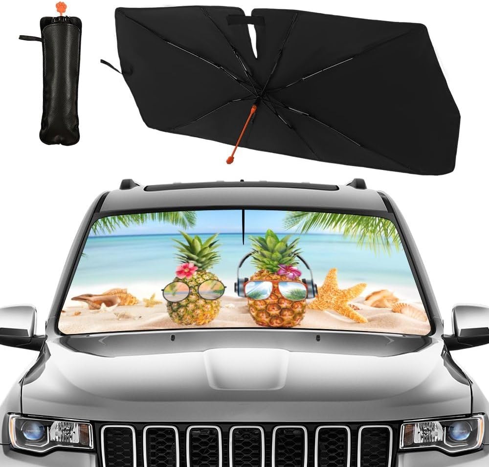 Funny Rooster Car Windshield Umbrella – UV Protection Sunshade for Front Window, Foldable Sun Visor Protector