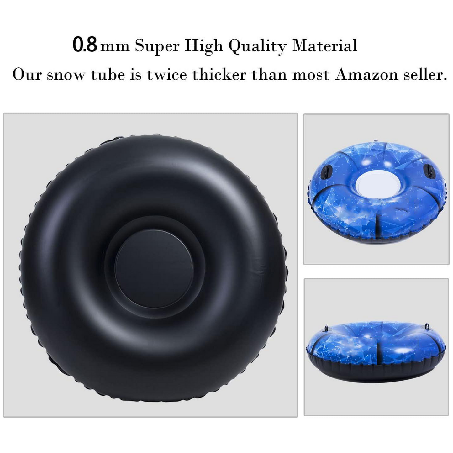 Extra large 47-inch inflatable sled with waterproof carry bag and repair kit