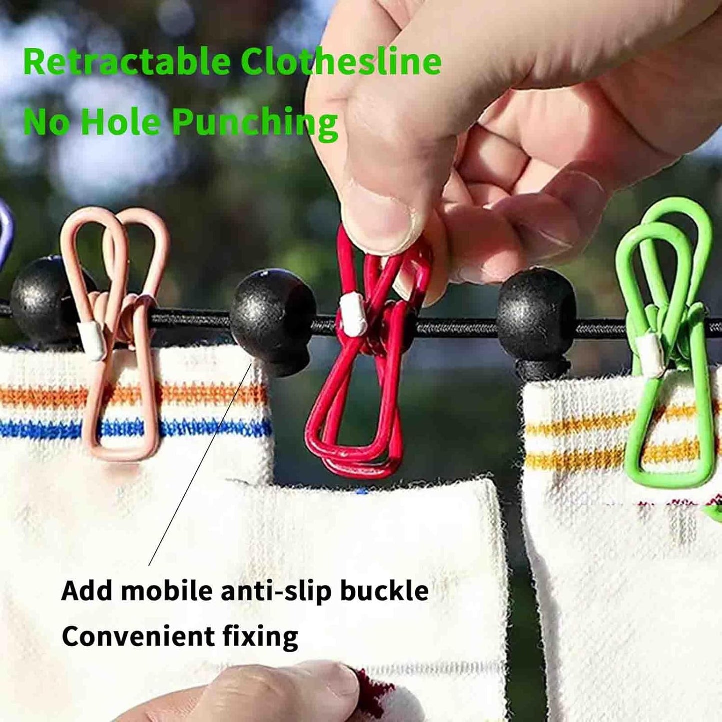 Anti-Slip Expandable Clothesline – Portable & Adjustable for All Your Drying Needs