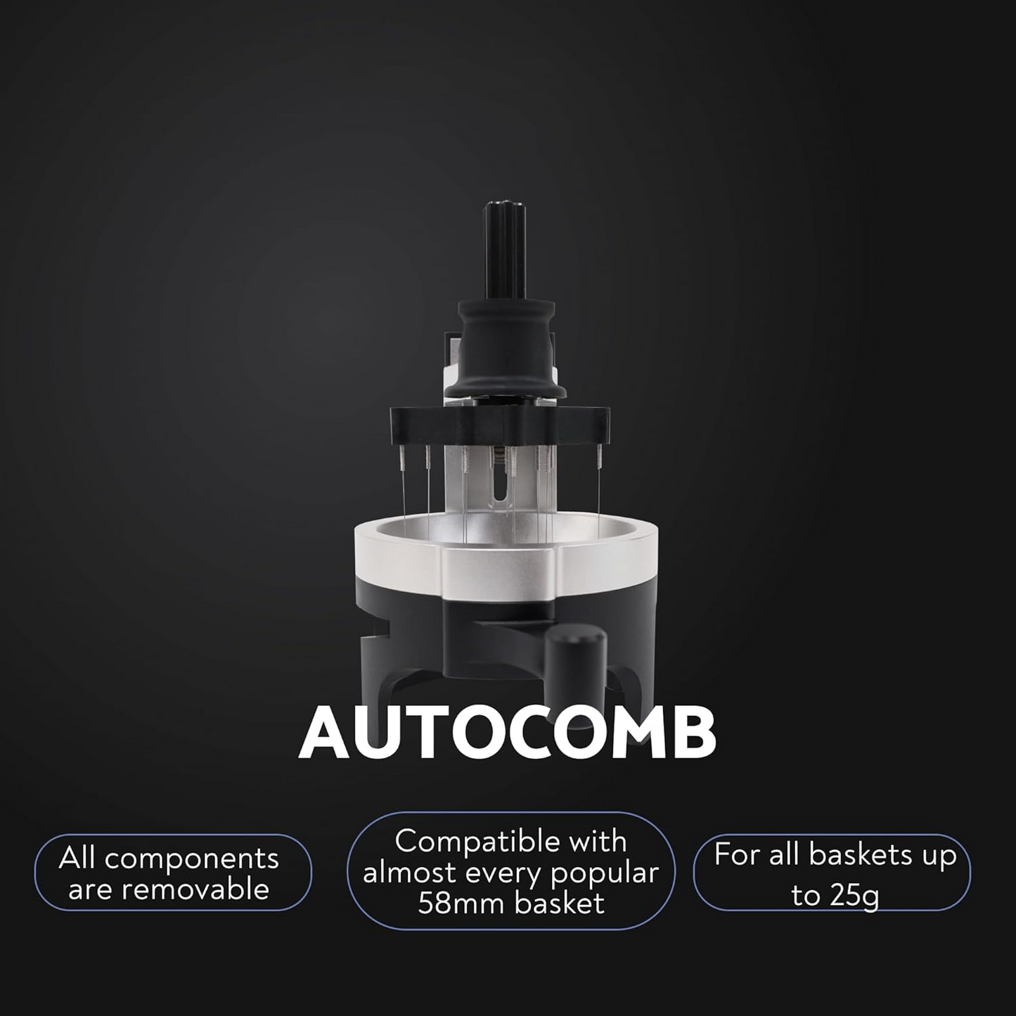 AutoComb Espresso WDT Tool – 12-Pin Coffee Stirrer with Adjustable Depth
