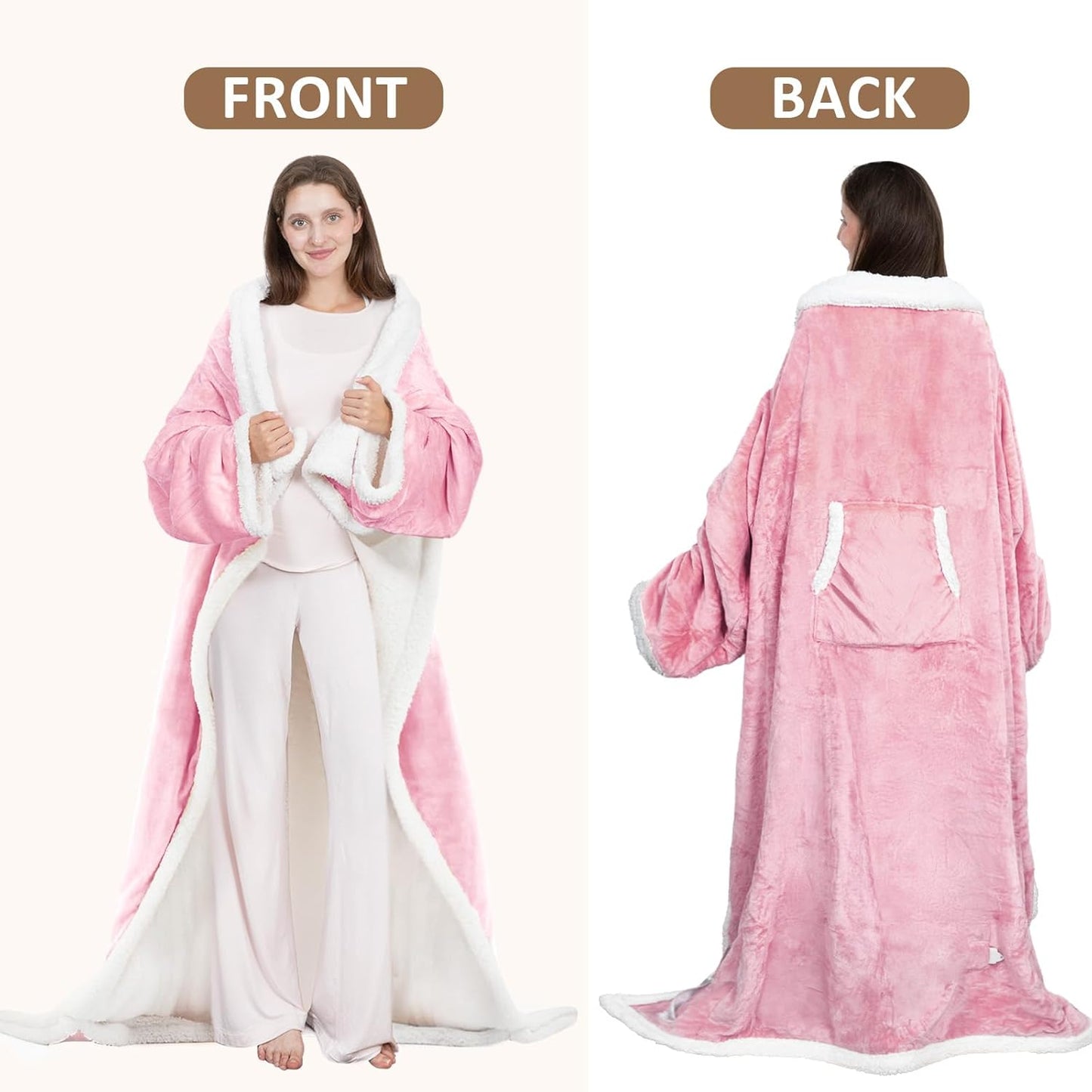 Wearable Heated Blanket with Sleeves & Foot Pocket – Electric Throw