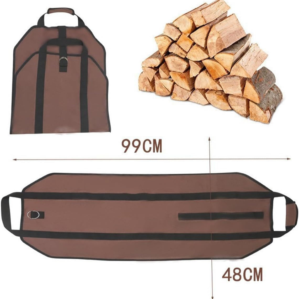 Waterproof Firewood Storage Bag – Waxed Canvas Log Carrier with Handles for Outdoor Camping & Trips