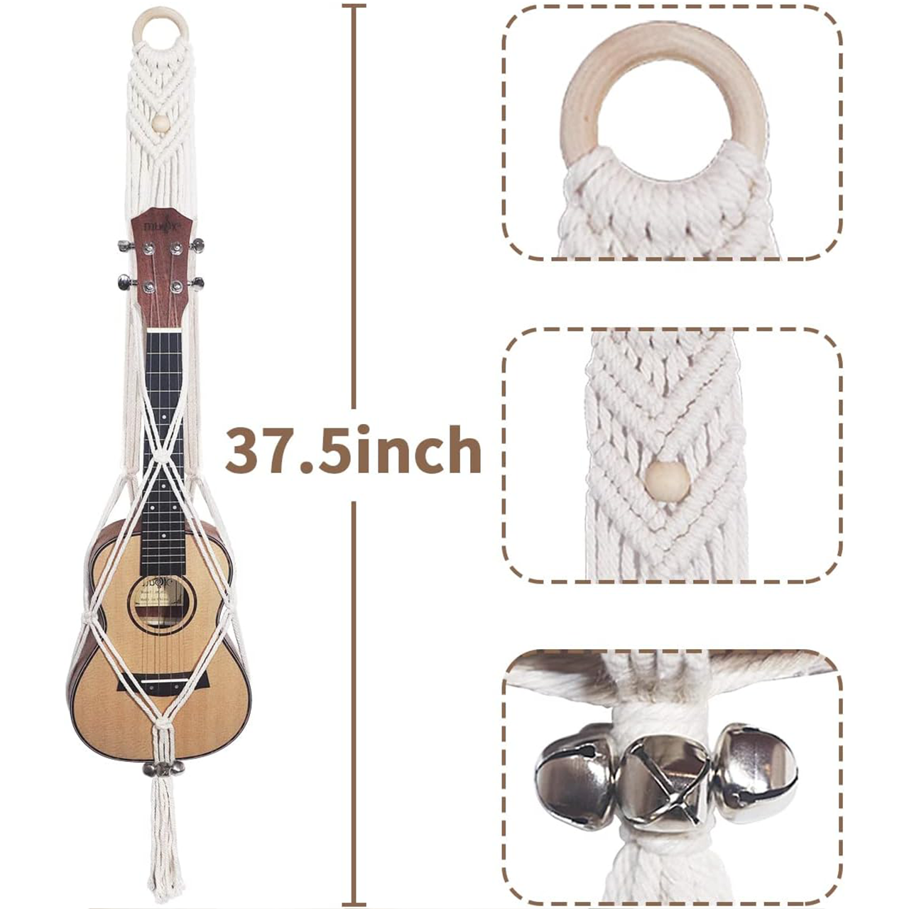 Boho Ukulele Wall Hanger – Modern Instrument Holder Decor