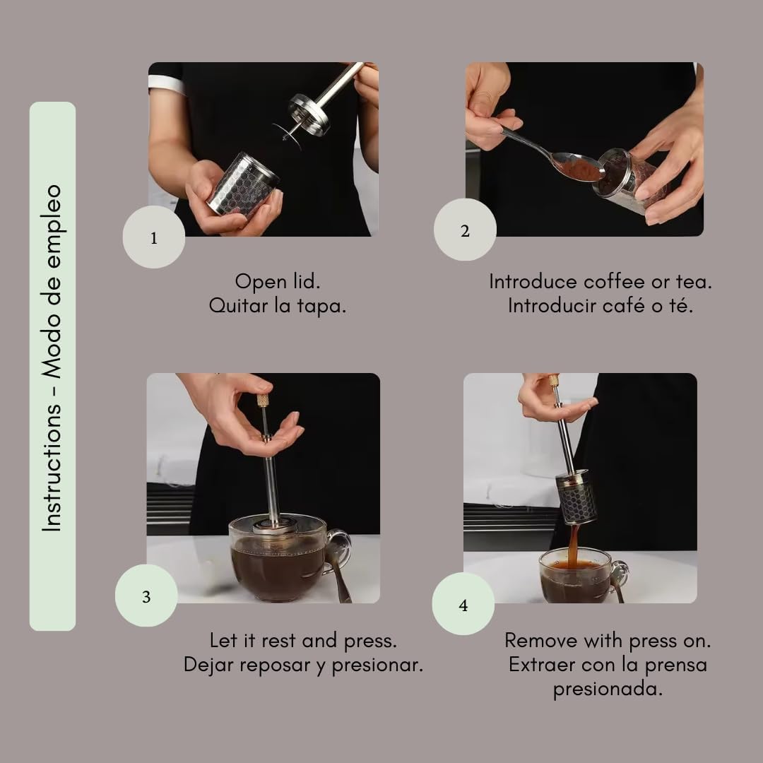 Portable Stainless Steel Mini French Press – 3-in-1 Hot, Iced & Cold Brew Maker