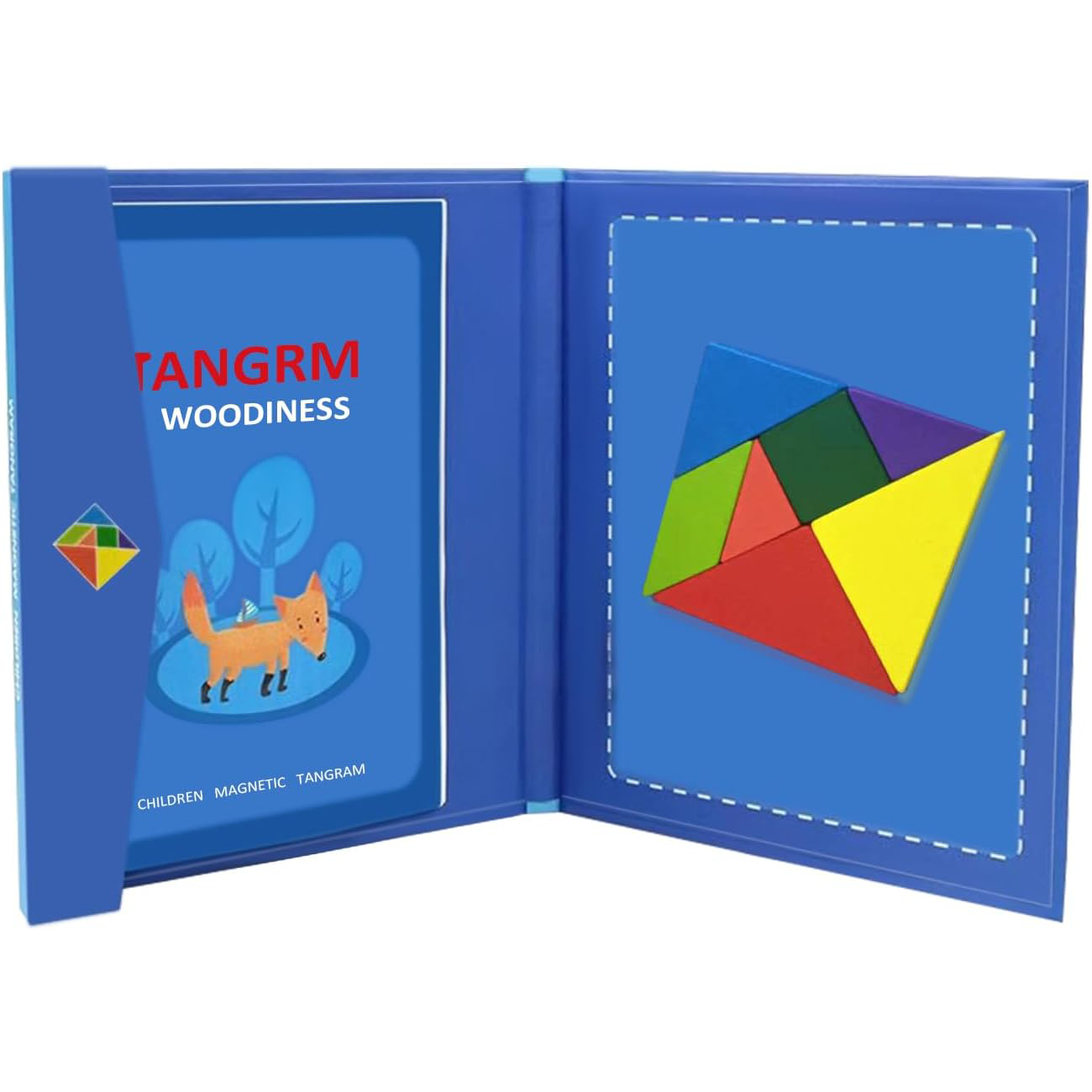 Wooden Magnetic Tangram Puzzle – Colorful Educational Toy for Kids 3+