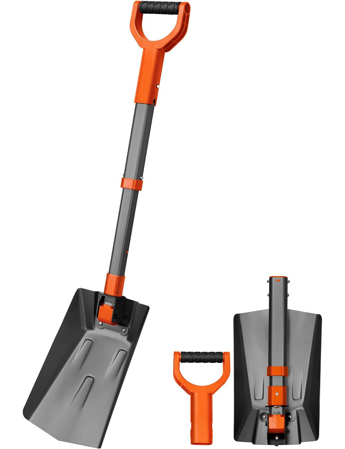 38.4-Inch Folding Snow Shovel – Telescopic Aluminum Handle, Reinforced Iron Hinge