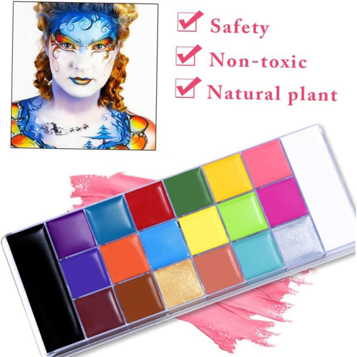 20-Color Face & Body Paint Kit – Vibrant, Long-Lasting & Professional