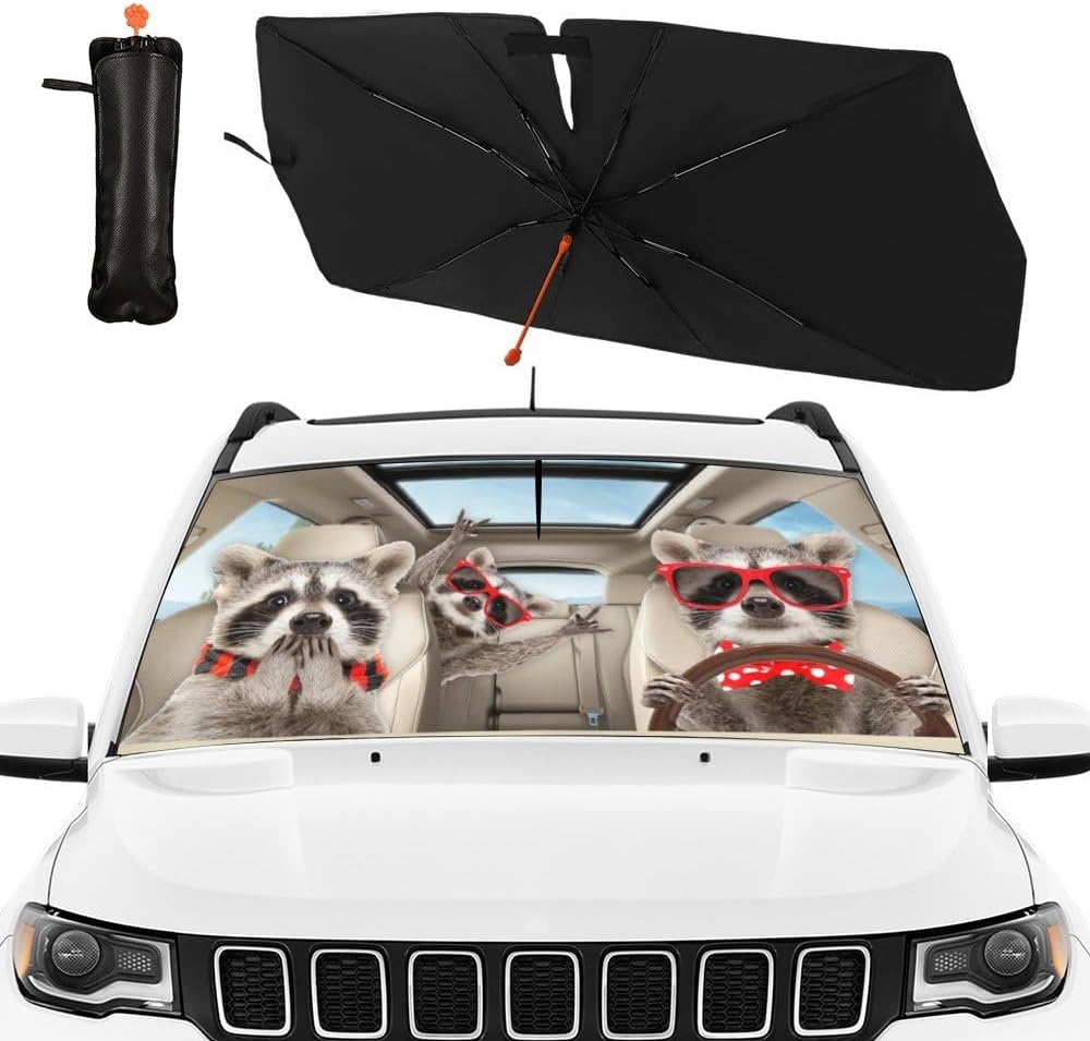 Funny Rooster Car Windshield Umbrella – UV Protection Sunshade for Front Window, Foldable Sun Visor Protector