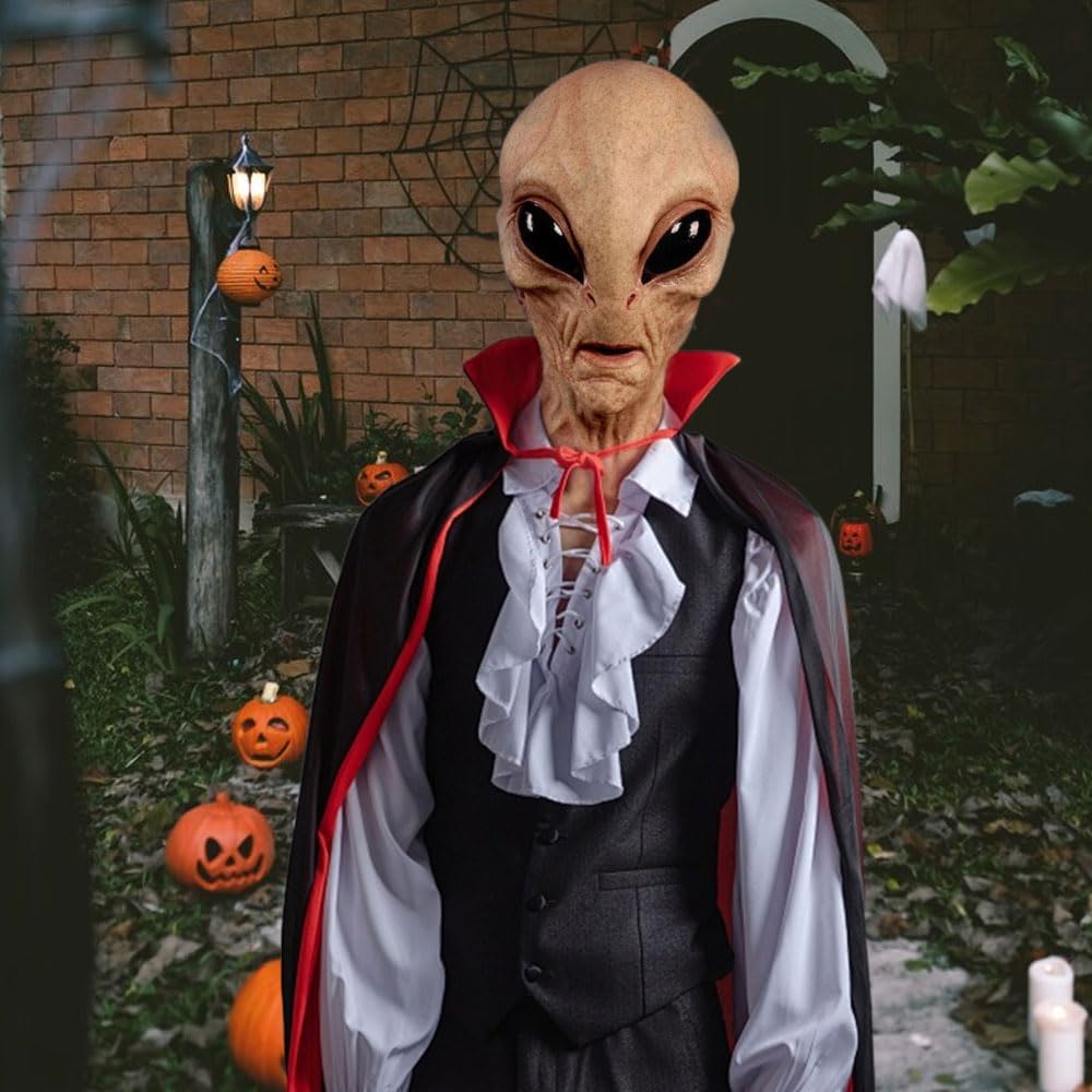 Alien Latex Mask – Realistic Full Head Funny Halloween Costume Accessory