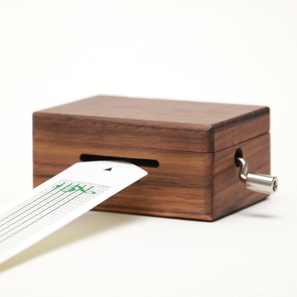 Vintage Walnut Hand-Crank Music Box – 15-Note Mechanical Music Maker with DIY Punch Strips