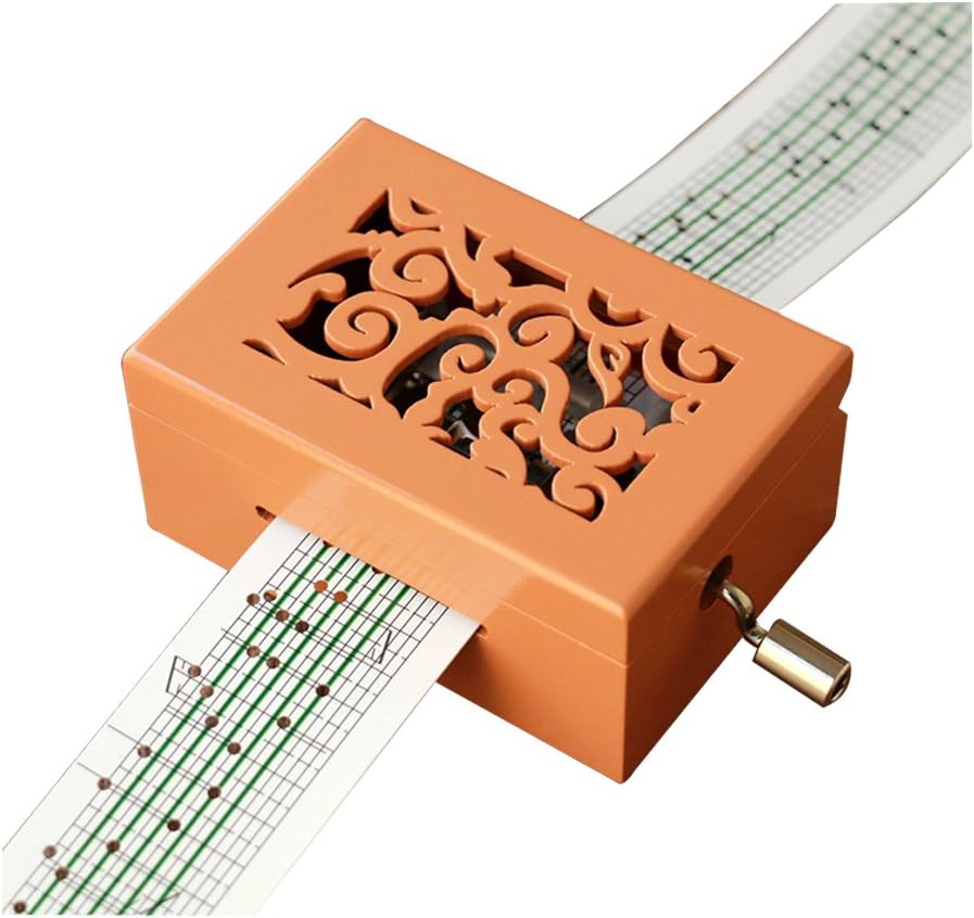 Vintage Walnut Hand-Crank Music Box – 15-Note Mechanical Music Maker with DIY Punch Strips