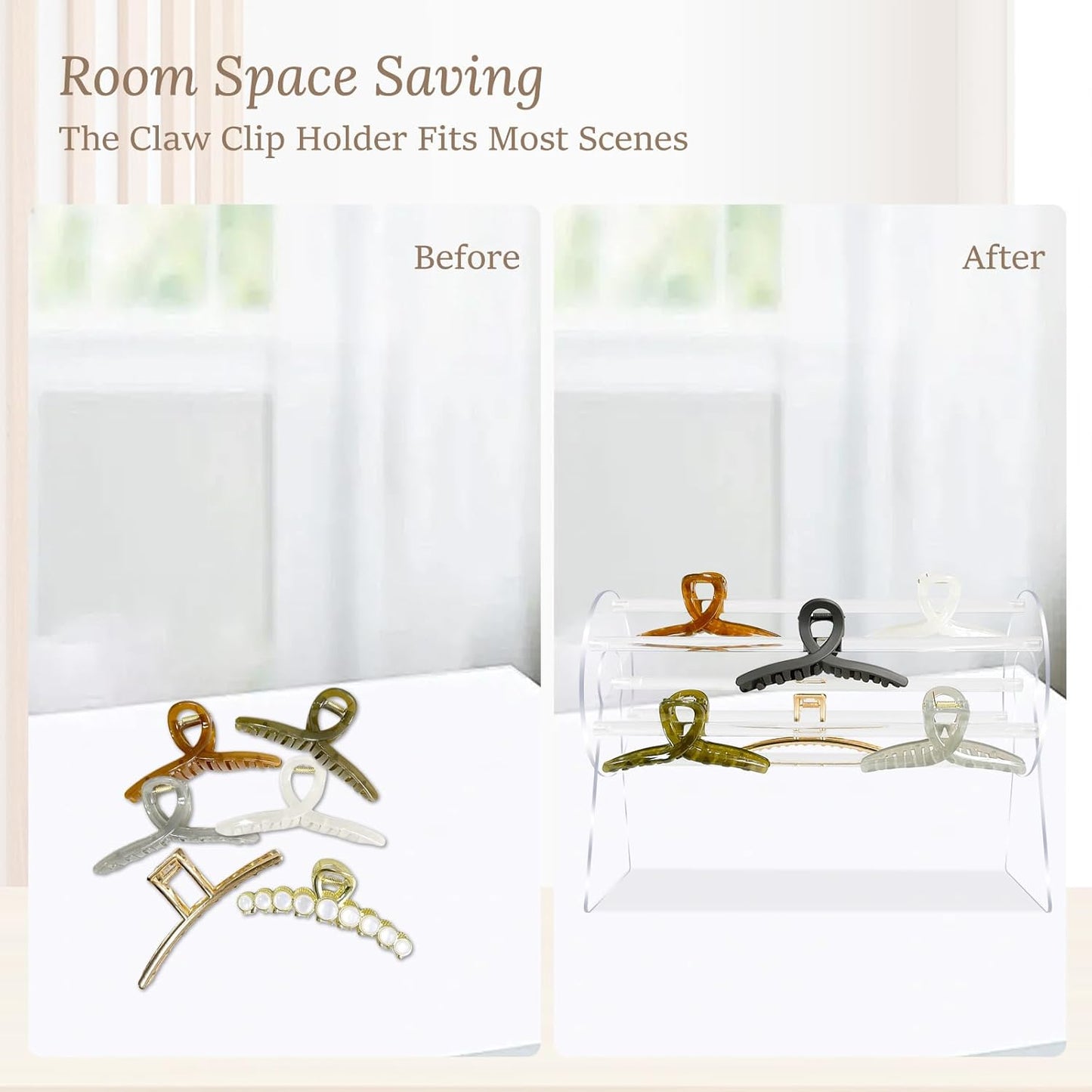 Acrylic Hair Clip Organizer | 360° Rotating Claw Clip Display Stand