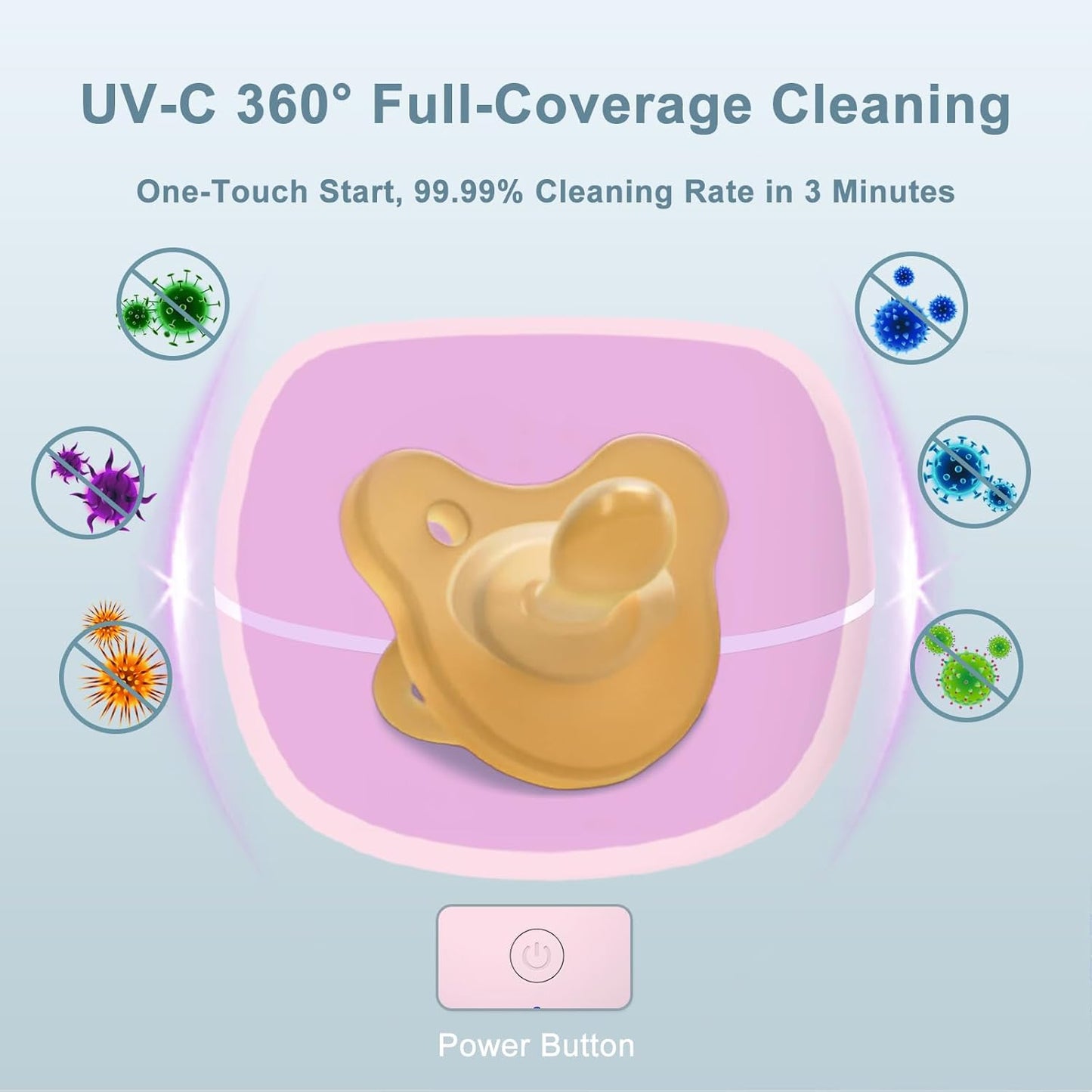 Portable Pacifier Sterilizer – UV Light Disinfection Box On-the-Go Baby Pacifier Cleaner