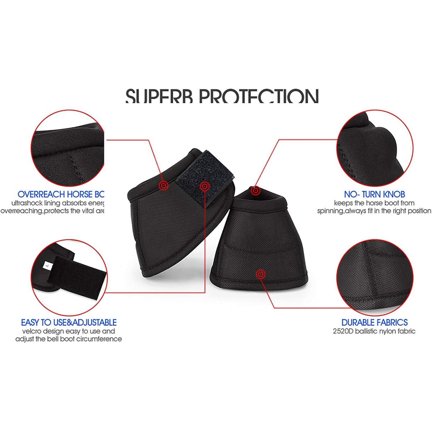 Ballistic Overreach Bell Boots – Durable, Comfortable & Quick-Wrap Protection for Horses