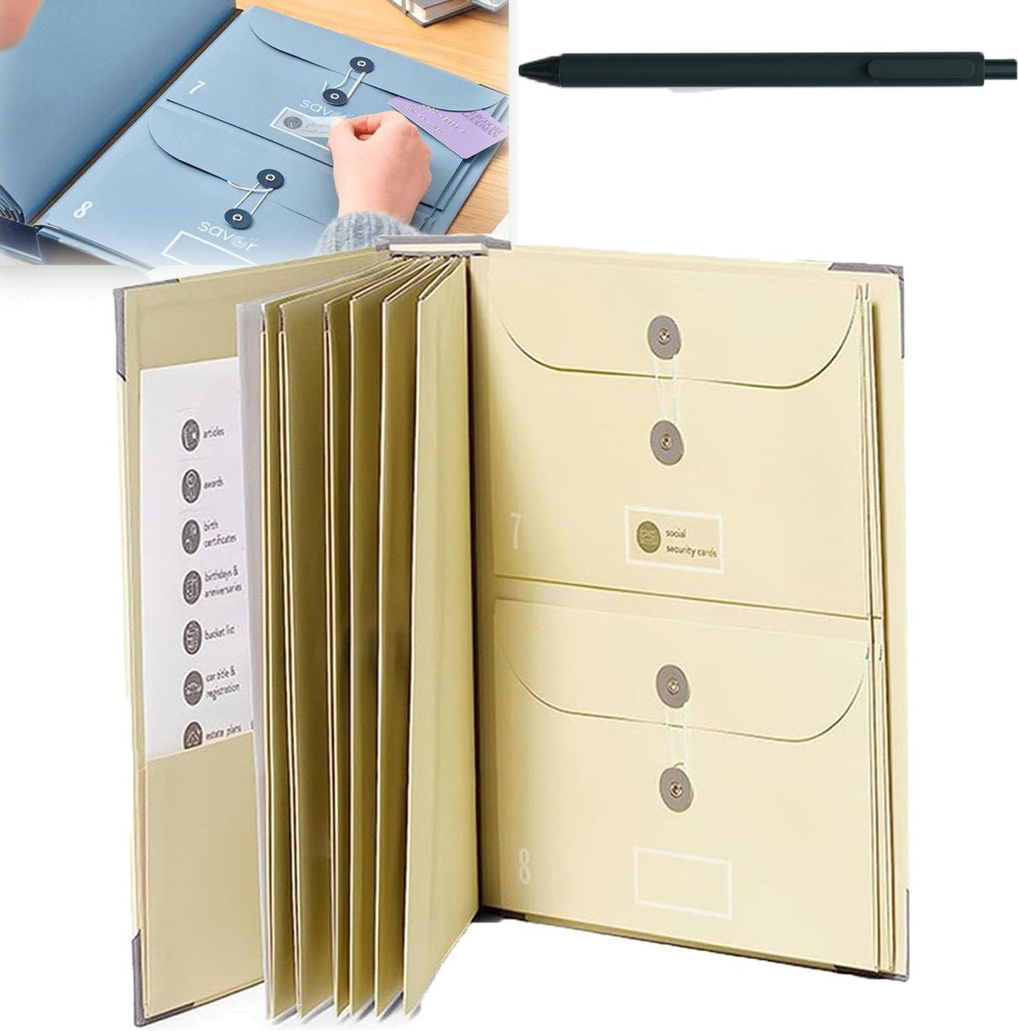 Expandable File Organizer – Fits A4/8.5x11 Documents | Portable Document Storage