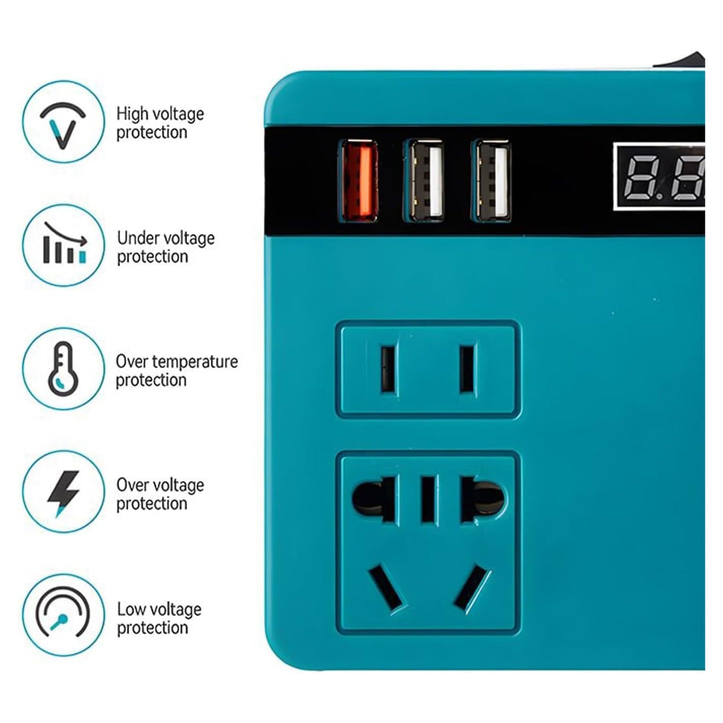 Smart Inverter with Lithium Battery – 21V to 220V AC Portable Power Inverter