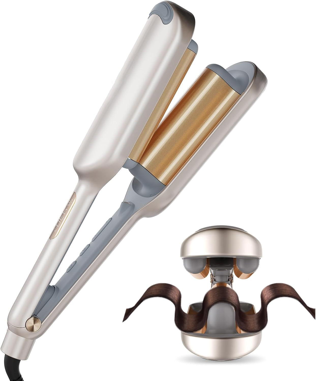 Beach Waves Curling Iron – Ionic Deep Waver with Ceramic 3-Barrel Design | Dual Voltage