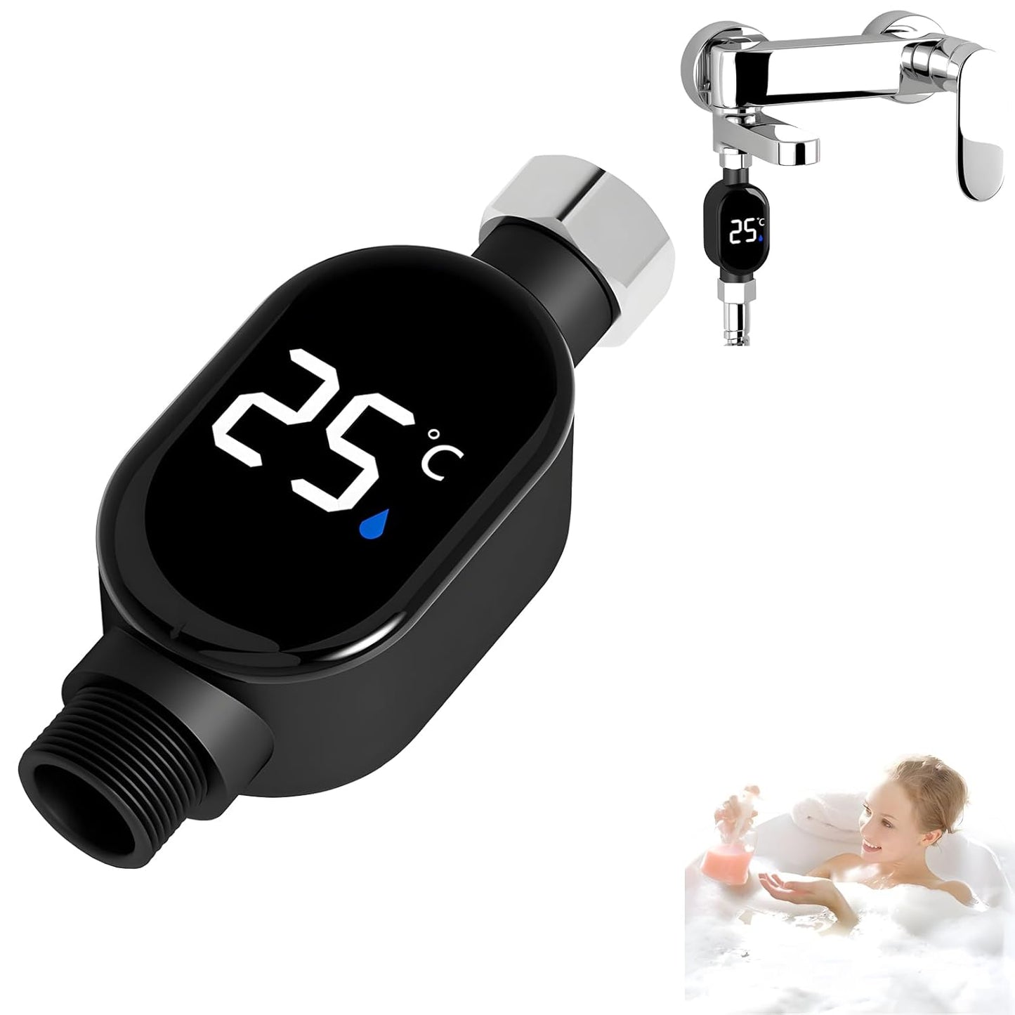 Waterproof Smart Digital Shower Thermometer – LED Display for Safe Bathing