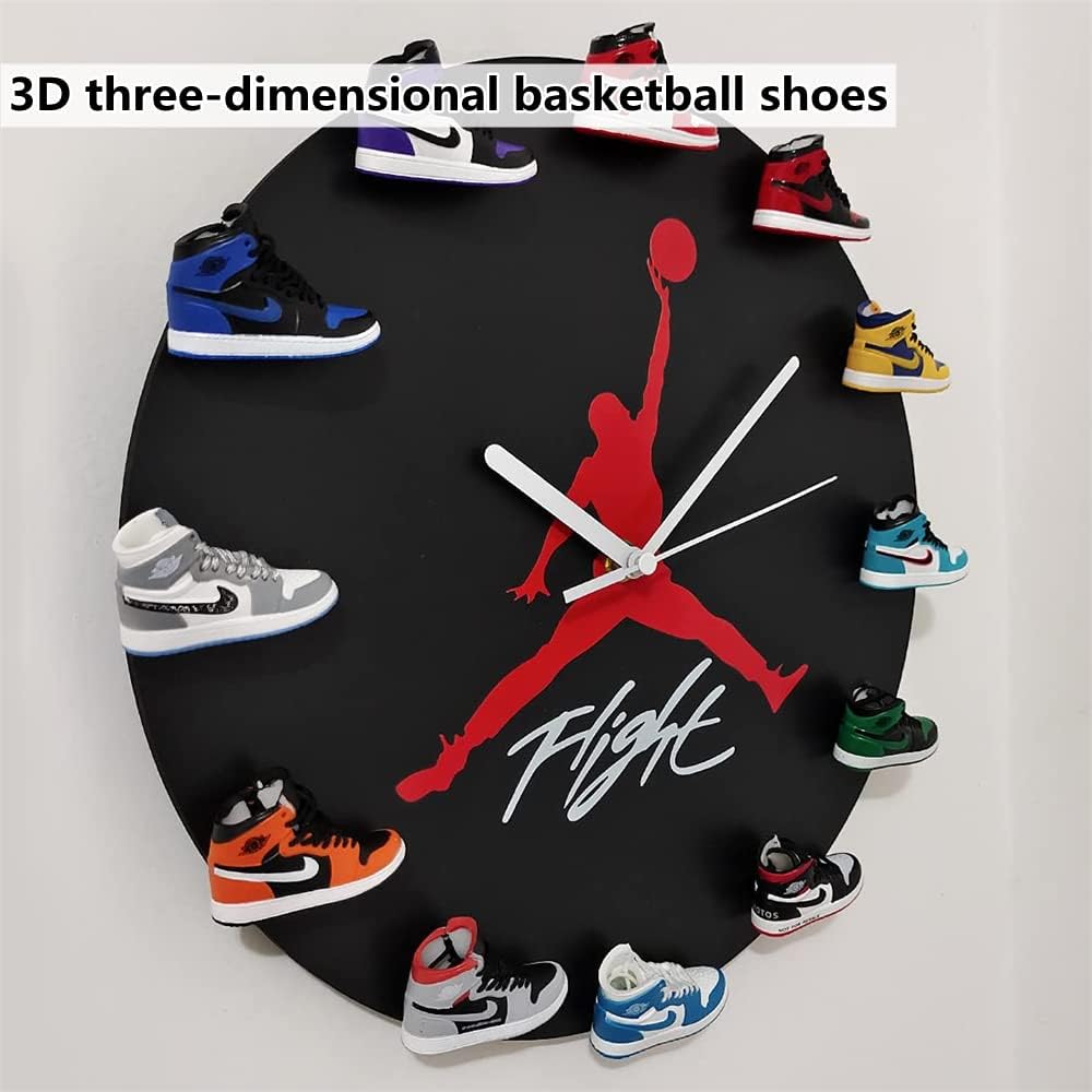 3D Sneaker Wall Clock – Decorative Basketball Shoe Clock Gift for Boys & Girls (White)