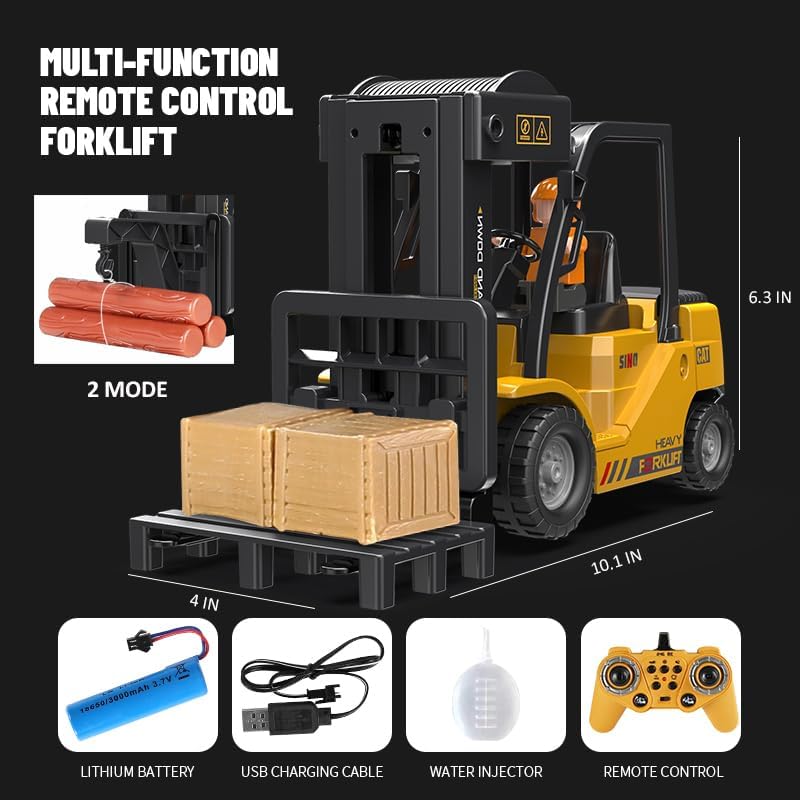 RC Forklift Crane Truck – 6 Channel, 2 Modes, with Lights & Sound
