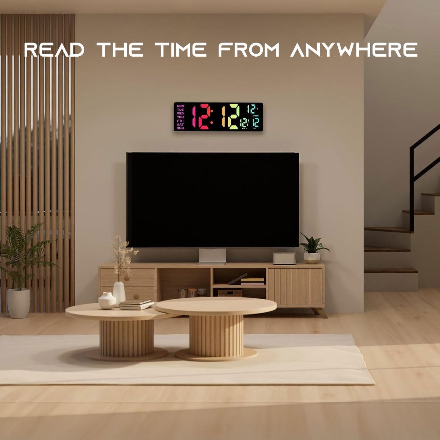 16.5-Inch Large Digital Wall Clock with Remote – RGB Ambient Light | 11 Scene Modes | Dual Alarms | Large LED Display
