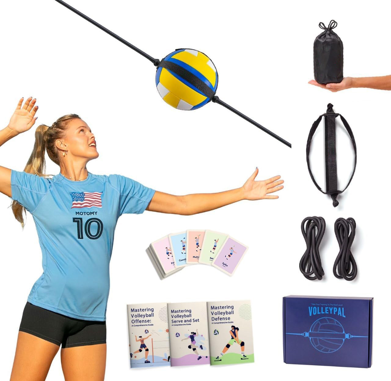 Volleyball Training Aid – Solo Rebound Trainer for Serving, Spiking, Setting & Passing