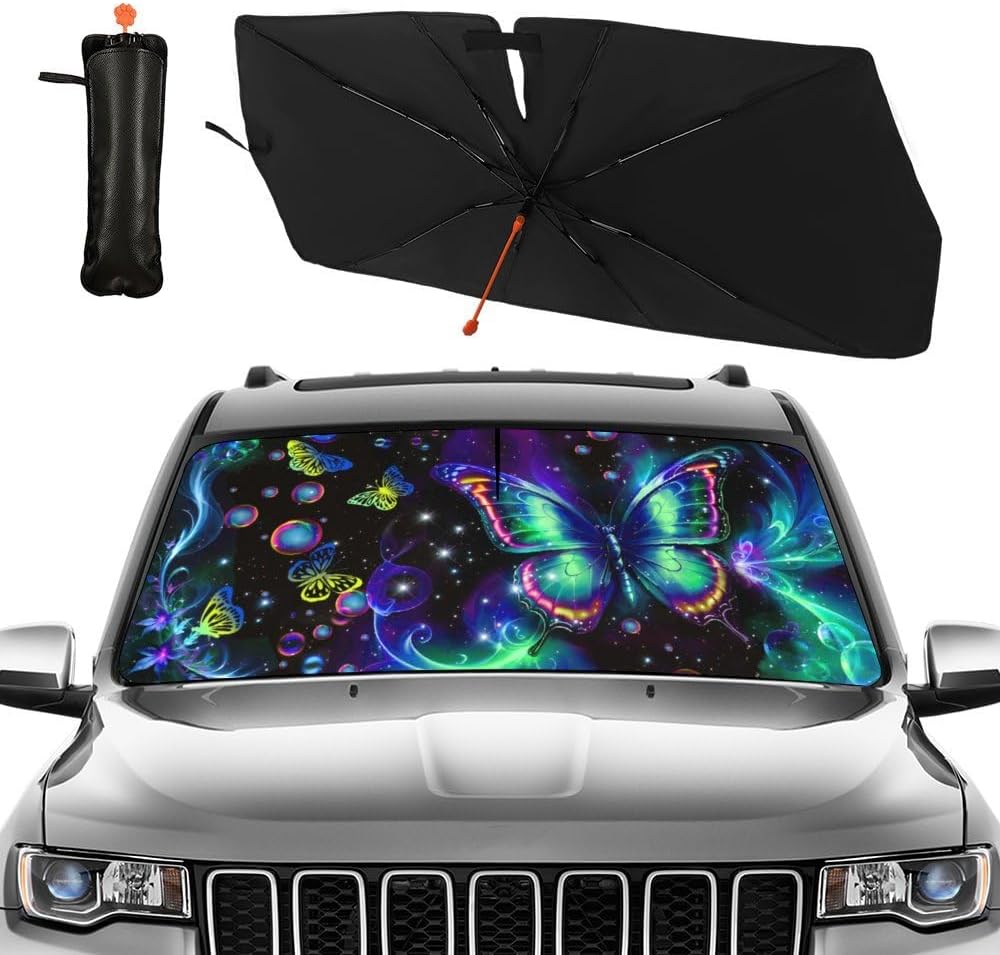 Funny Rooster Car Windshield Umbrella – UV Protection Sunshade for Front Window, Foldable Sun Visor Protector