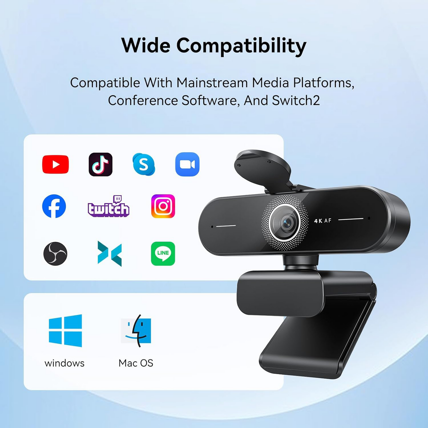 Smart Camera C60E – Ultra HD 4K/2K/1080P Webcam with Auto Focus