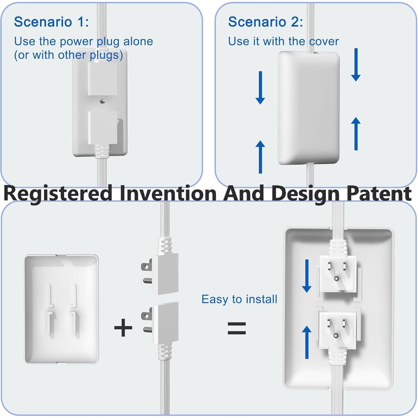 Dual 6FT Ultra-Thin Outlet Cover Extension Cord – Universal Socket Cover