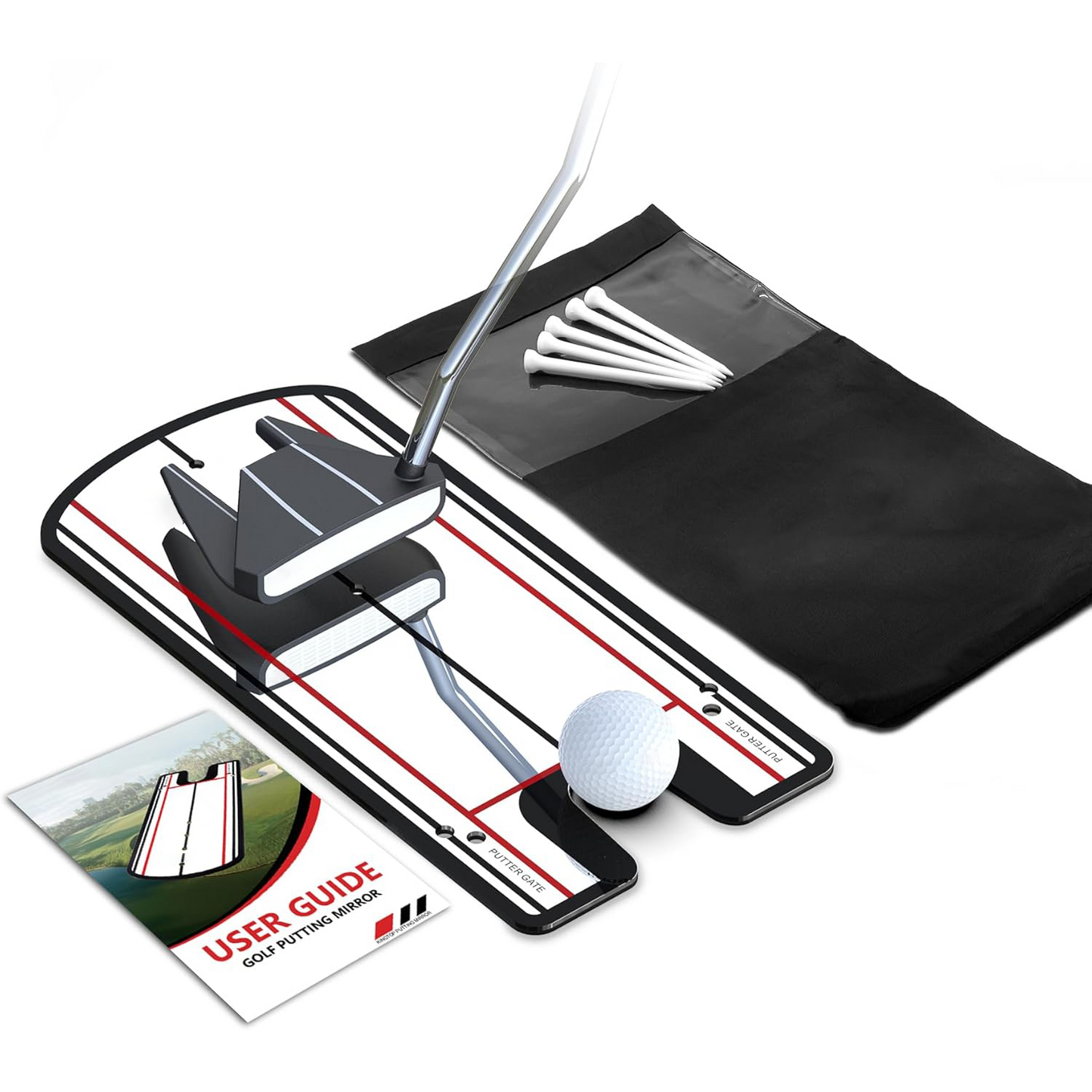 Golf Putting Mirror – Alignment Training Aid with Putting Cup & Tees