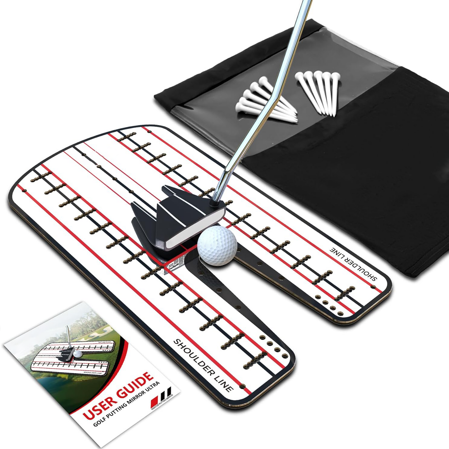 Golf Putting Mirror – Alignment Training Aid with Putting Cup & Tees