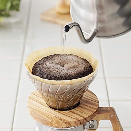 Glass Coffee Dripper – Olive Wood Handle  Manual Pour-Over Brewer for Fresh