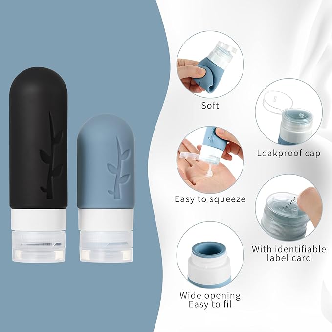 18-Piece Travel Toiletry Bottle Set – TSA Approved | Leak-Proof Silicone Containers & Multi-Functional Travel Accessories