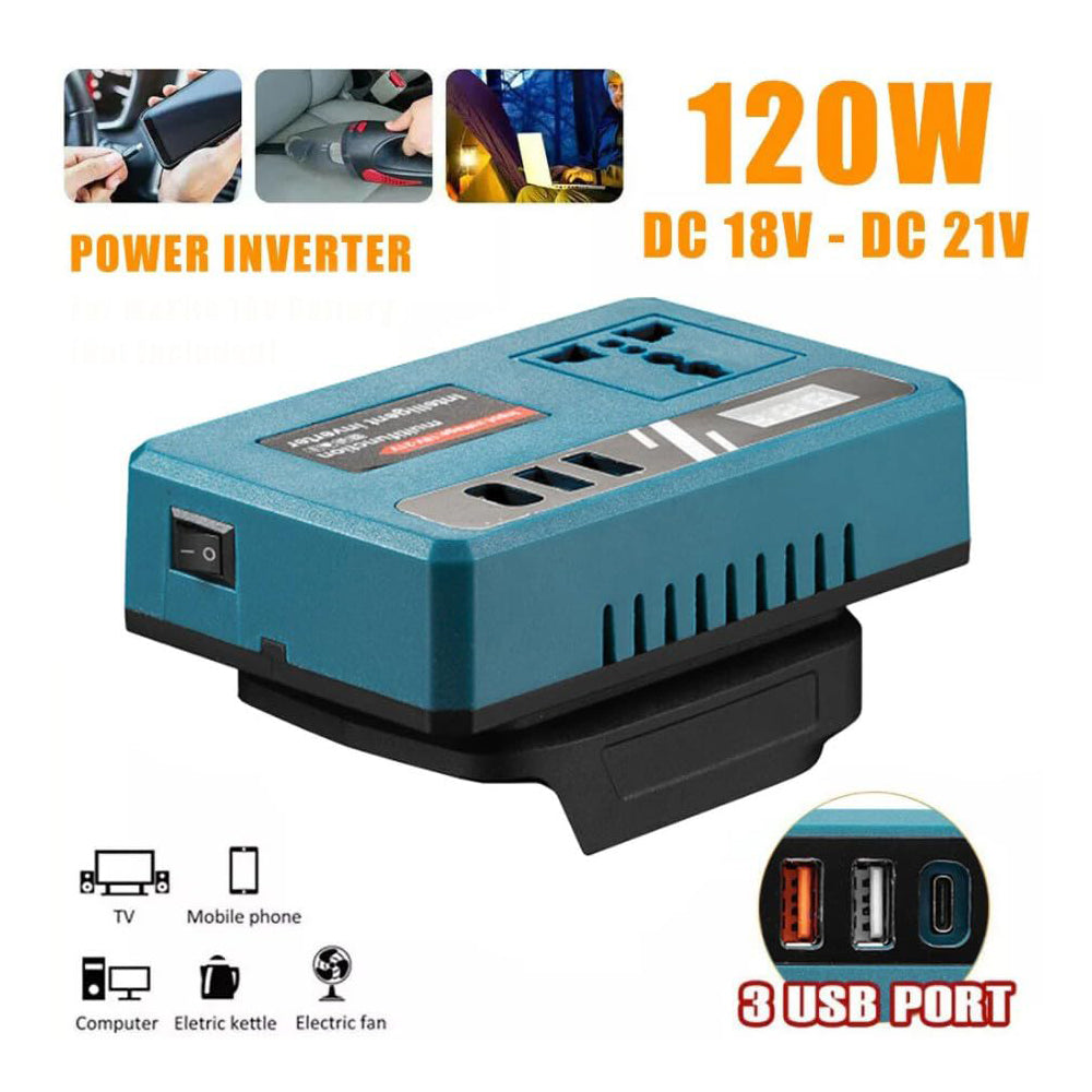 Smart Inverter with Lithium Battery – 21V to 220V AC Portable Power Inverter