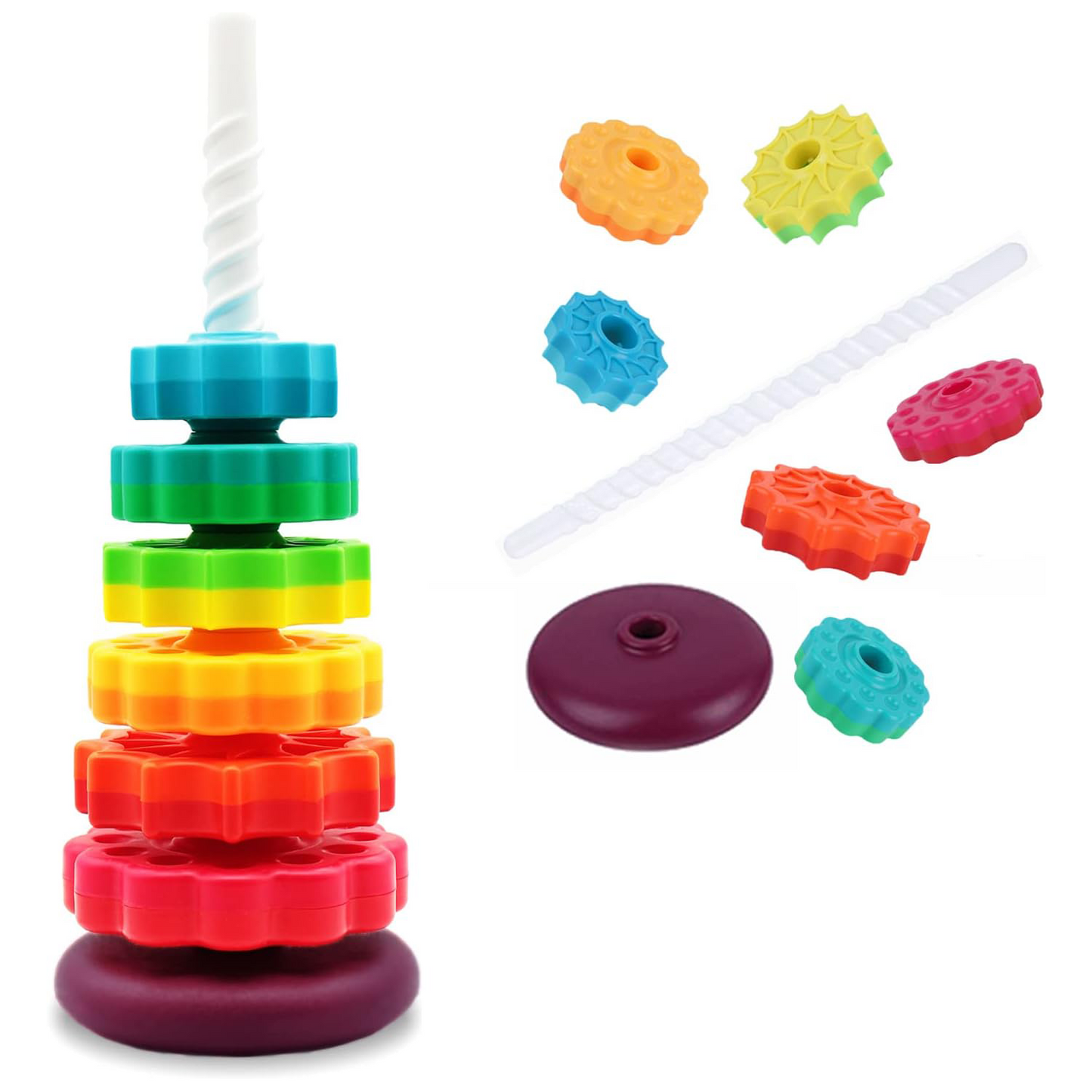 Rainbow Spin Tower – Colorful Rotating Stacking Toy