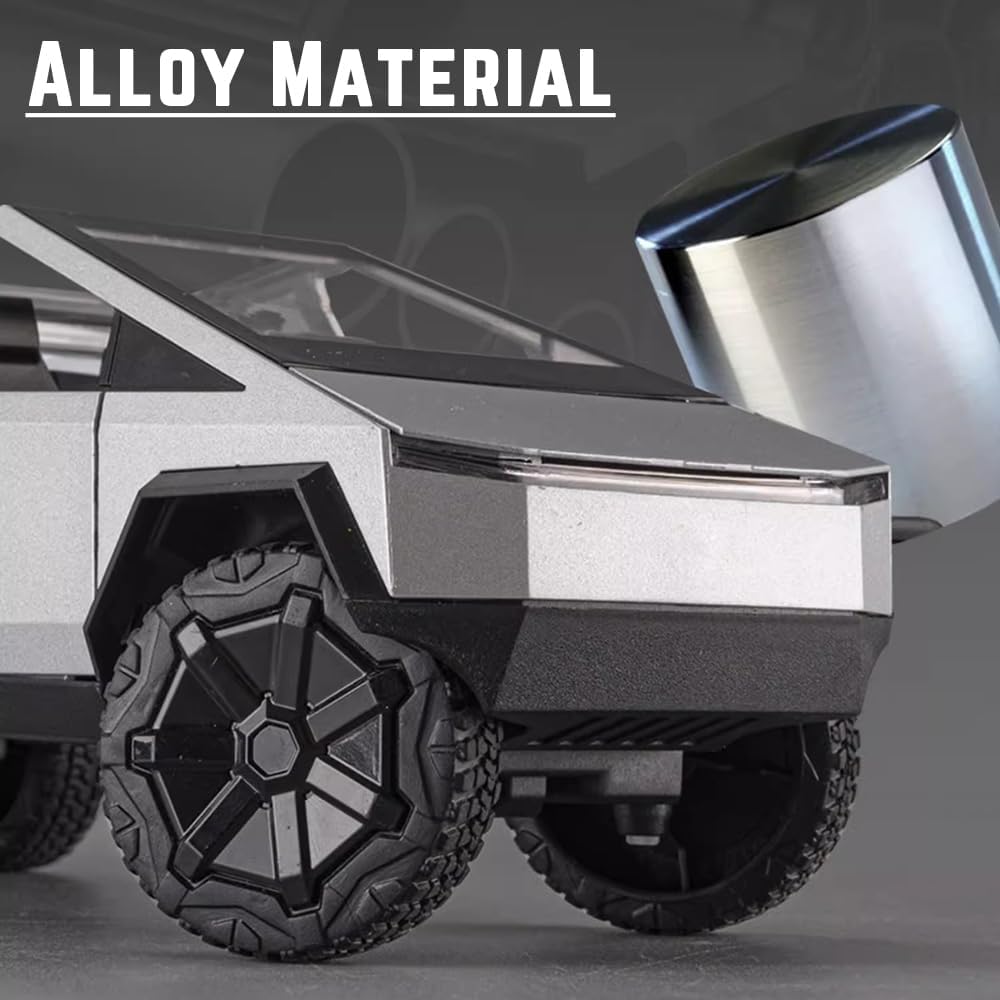 1/24 Scale Toy Pickup Truck Model with RV Motorcycle | Die-Cast Metal Truck with Lights