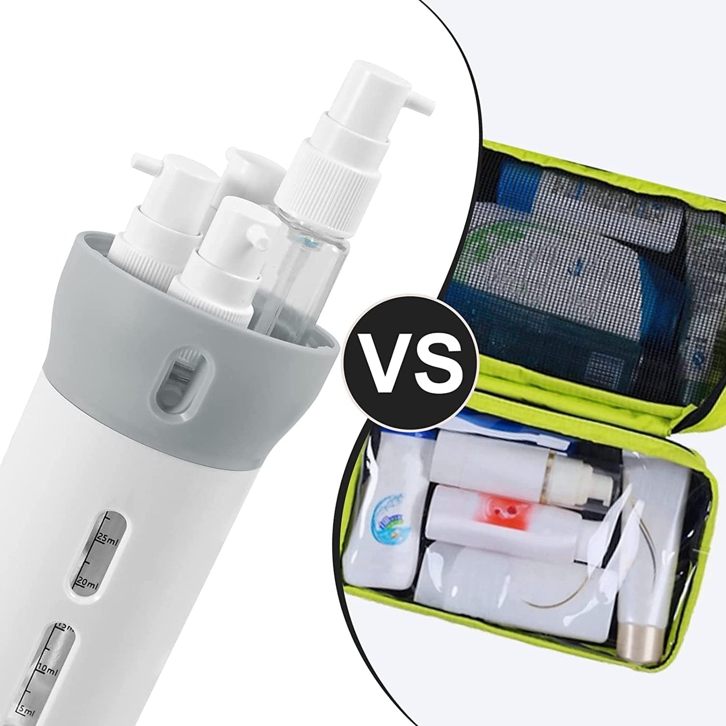 4-in-1 Travel Dispenser Bottle – Refillable Shampoo, Conditioner & Lotion Travel Toiletry Container