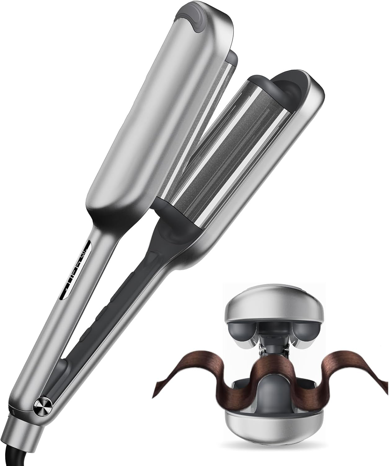 Beach Waves Curling Iron – Ionic Deep Waver with Ceramic 3-Barrel Design | Dual Voltage