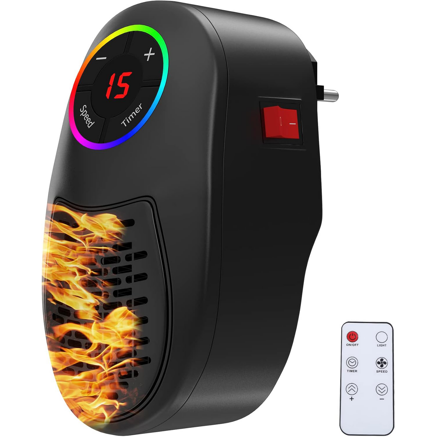 Plug-in Ceramic Heater 1000W – Portable, Energy-Saving, with Timer & Adjustable Thermostat