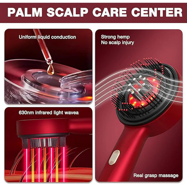 Red Electric Scalp Massager – Cordless Waterproof Hair Comb