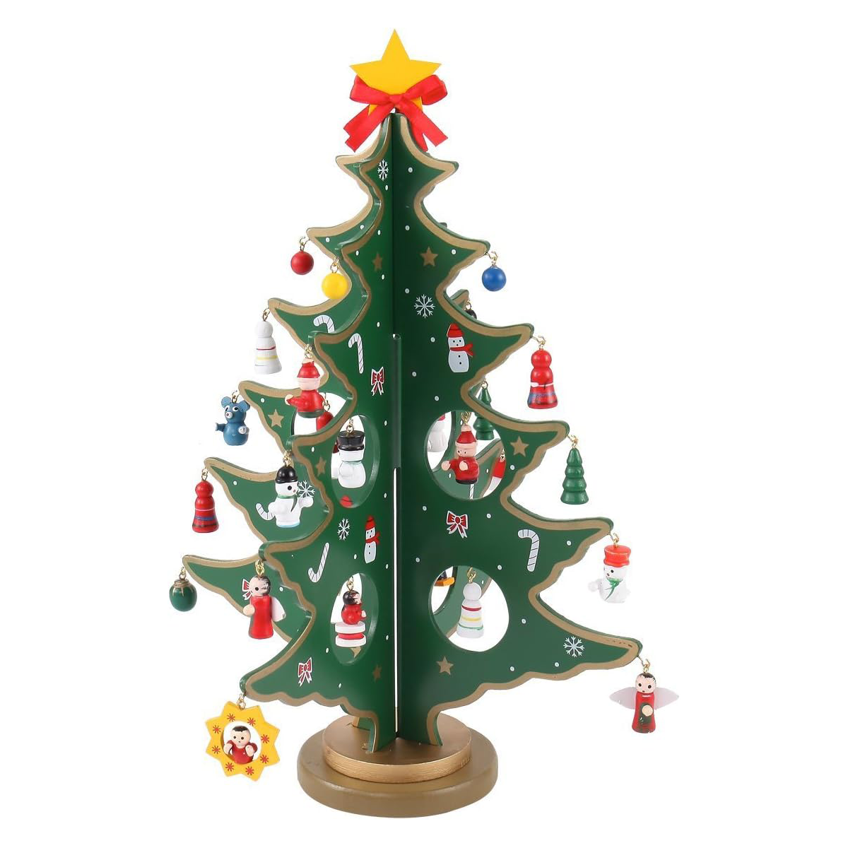 Christmas Advent Calendar – 24-Day Countdown with Wooden Tree & 28 Ornaments