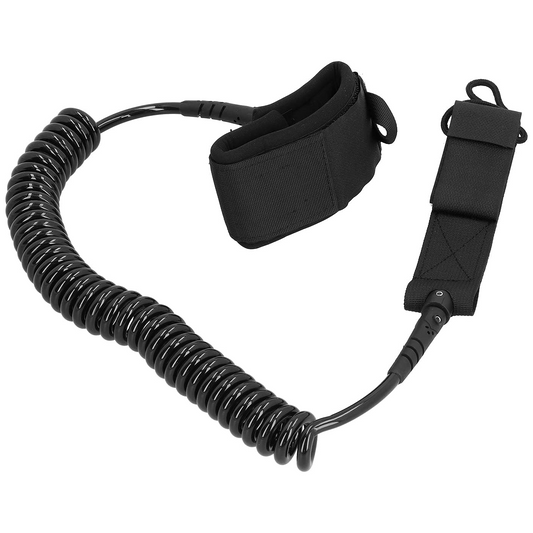 10 ft 7 mm SUP Paddle Board Leash – Coiled with Premium Anti-Slip Cuff & Flexible Swivel Connector