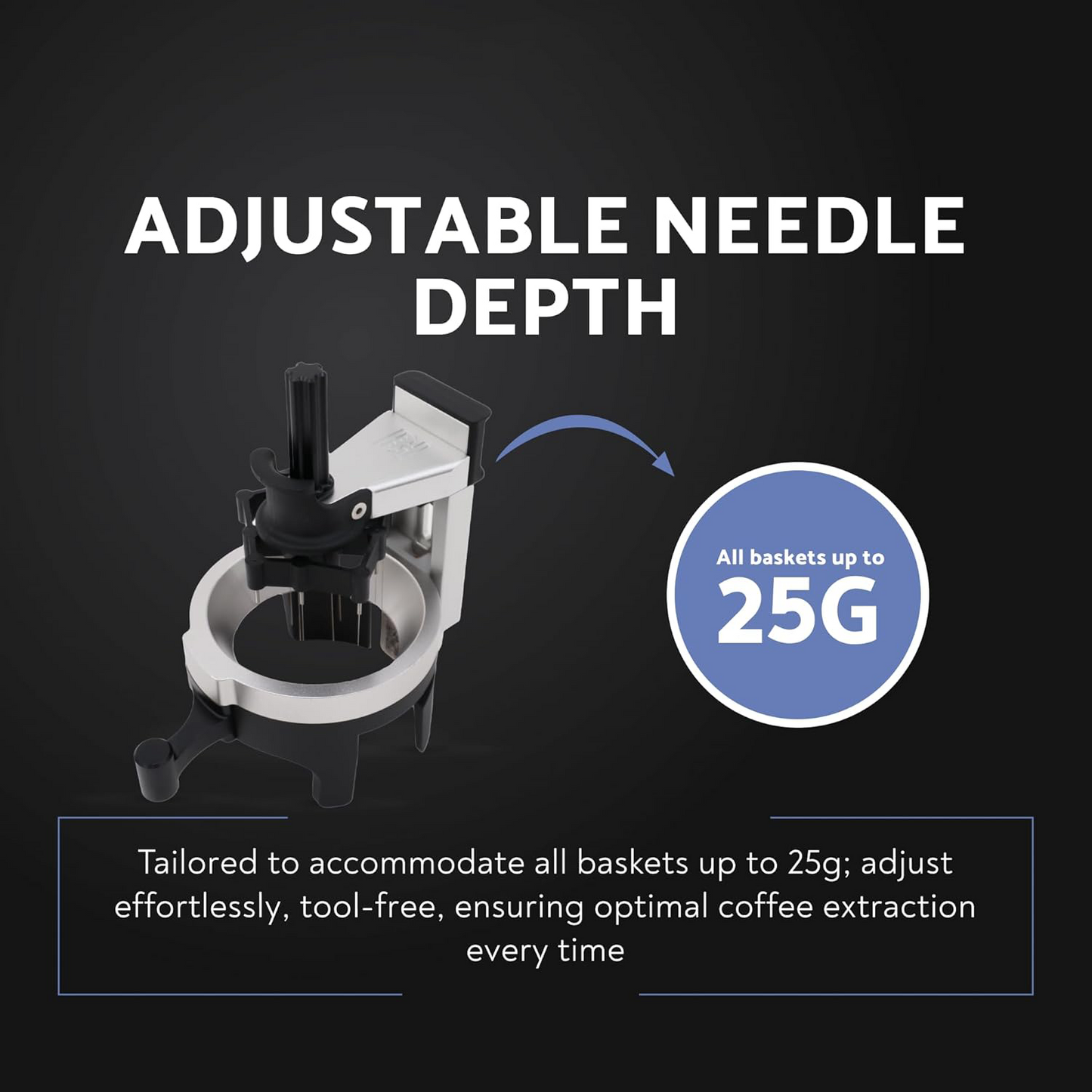 AutoComb Espresso WDT Tool – 12-Pin Coffee Stirrer with Adjustable Depth