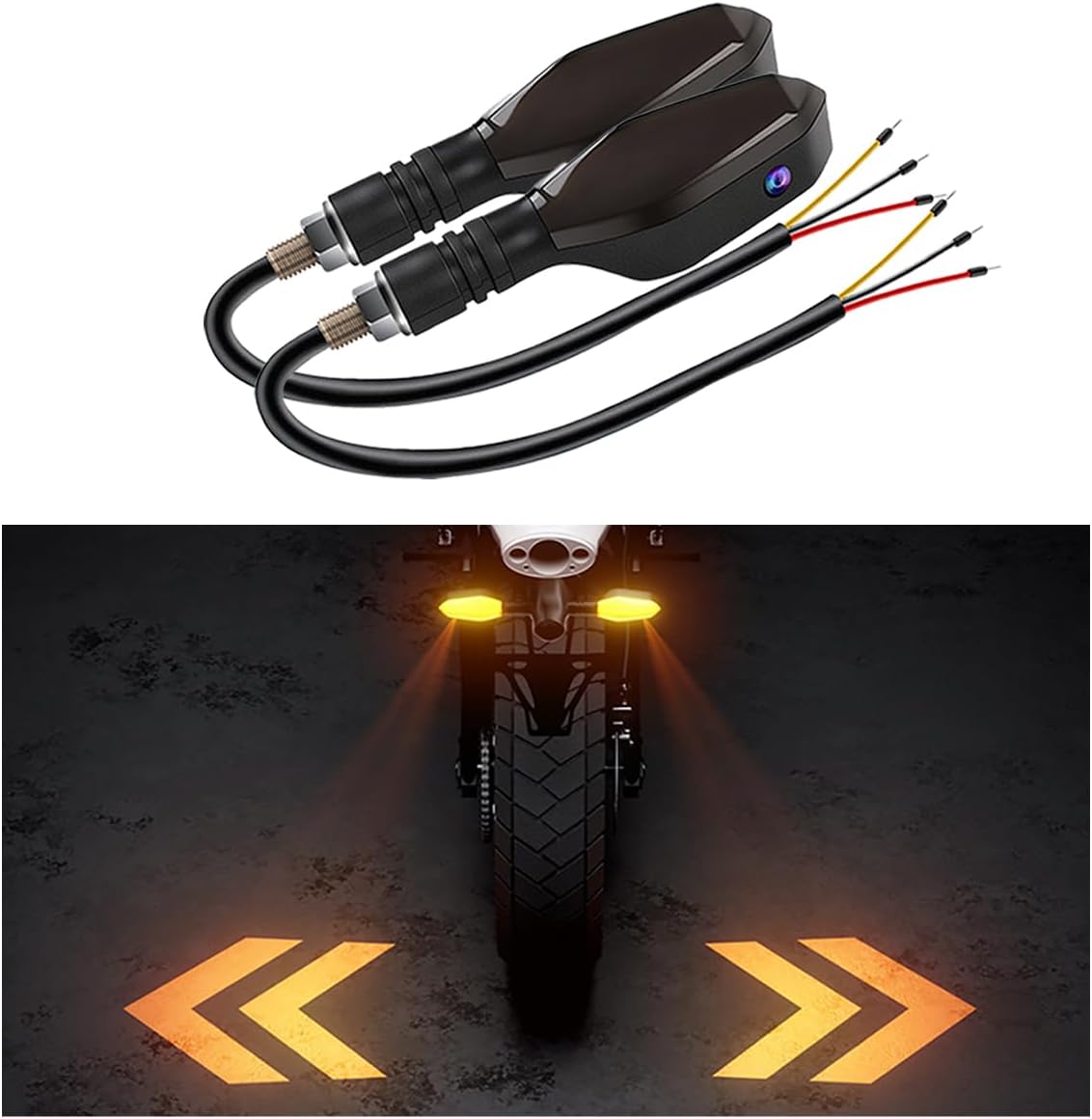 2-Pack LED Motorcycle Turn Signal Projector Lights – 27 RGB Flowing Modes
